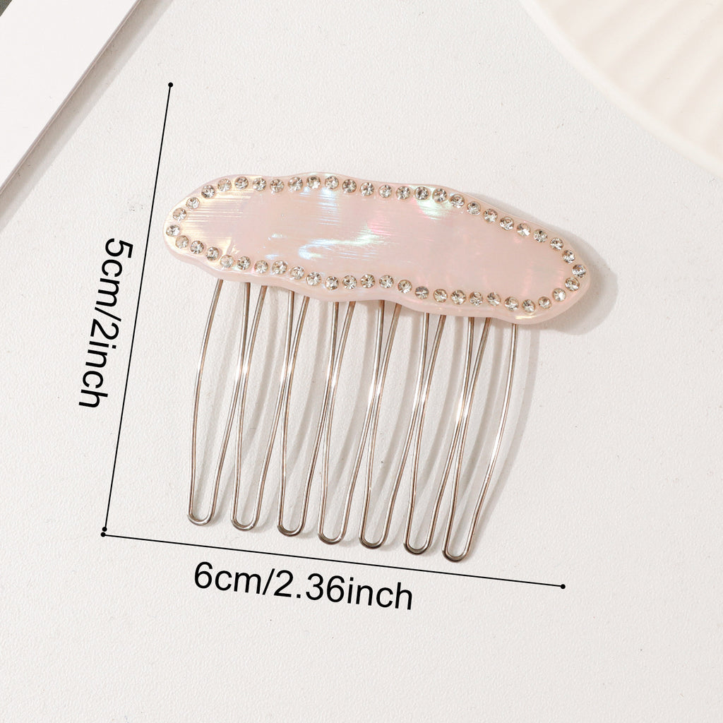 Rhinestone Side Hair Comb in Starfish or Oval Shape - One_Pink