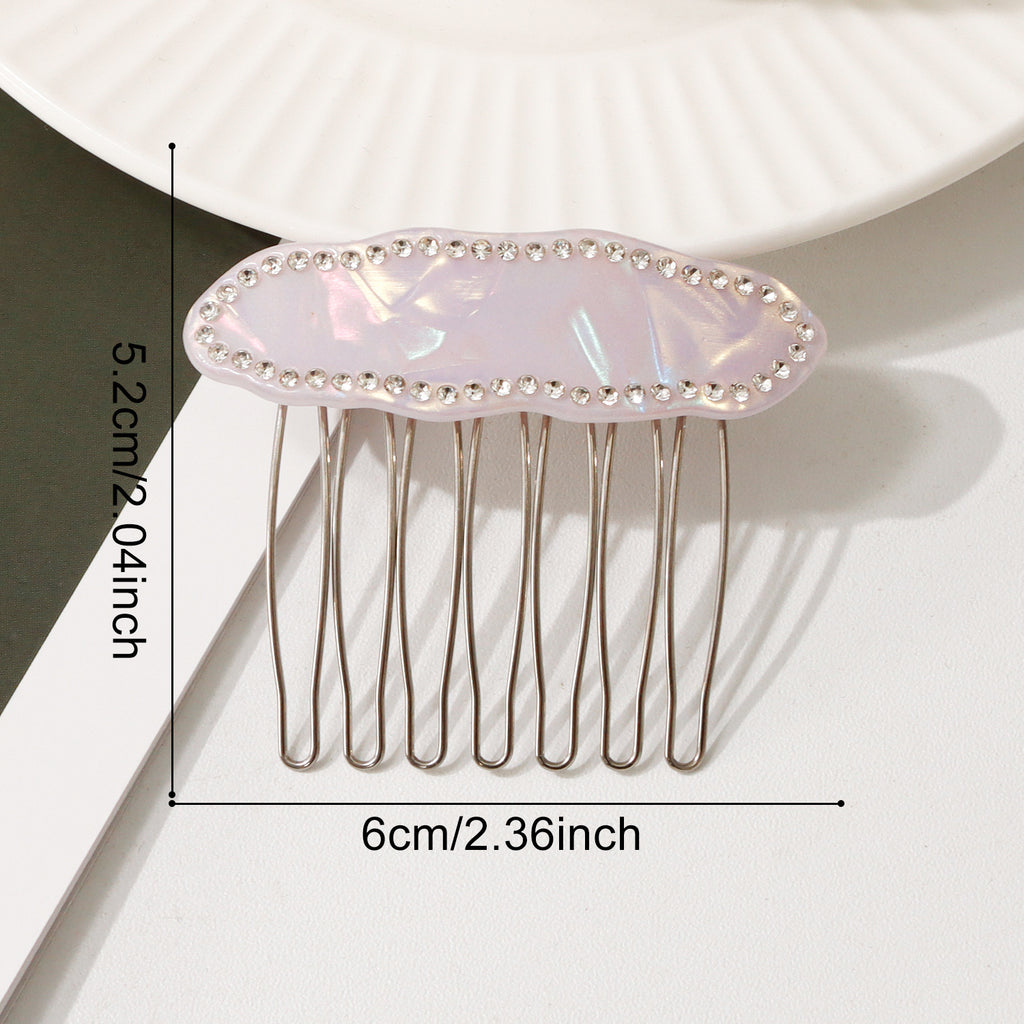 Rhinestone Side Hair Comb in Starfish or Oval Shape - One_Purple