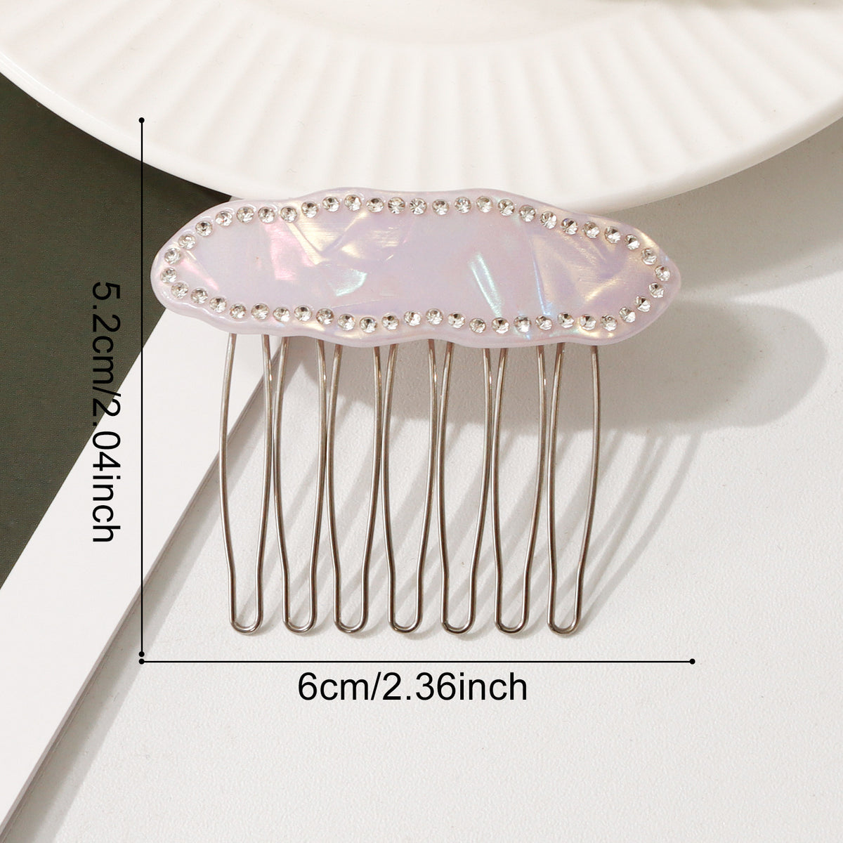Rhinestone Side Hair Comb in Starfish or Oval Shape - One_Purple