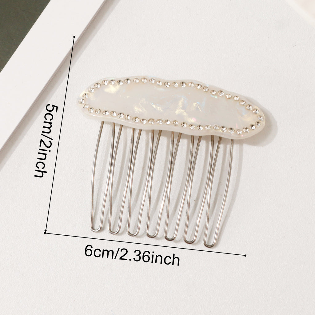 Rhinestone Side Hair Comb in Starfish or Oval Shape - One_White