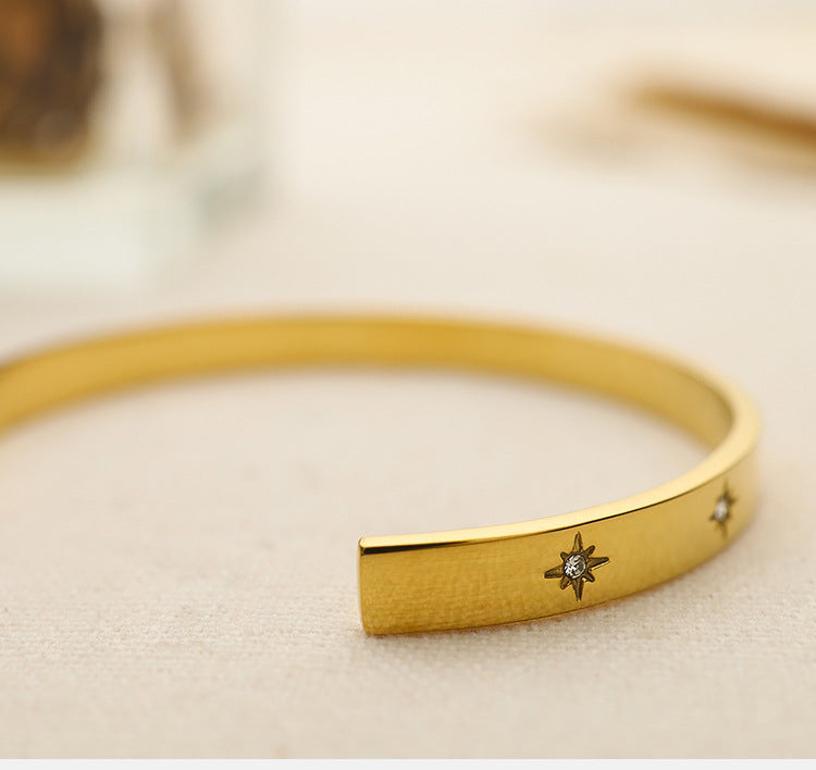 Star Engraved Slim Cuff Bracelet - view 1