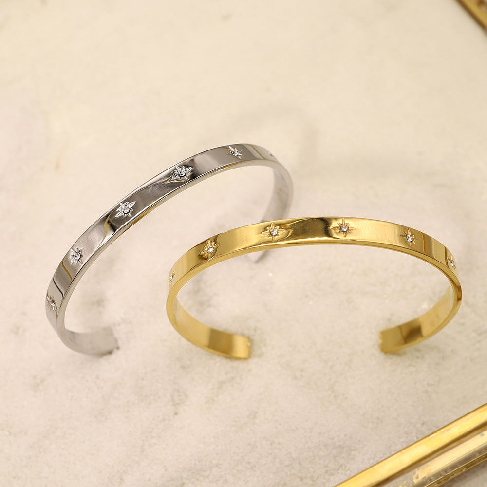 Star Engraved Slim Cuff Bracelet - view 2