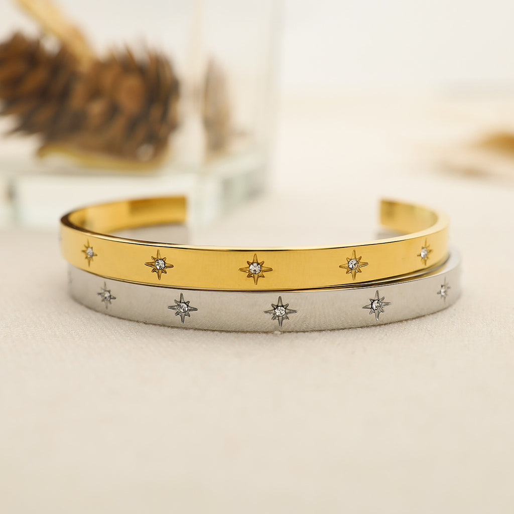 Star Engraved Slim Cuff Bracelet - view 5