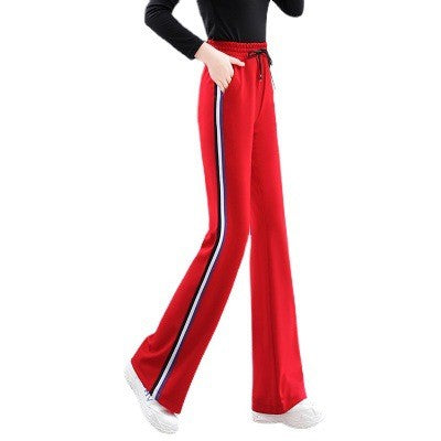 Side Stripe Drawstring Wide Leg Athletic Track Pants