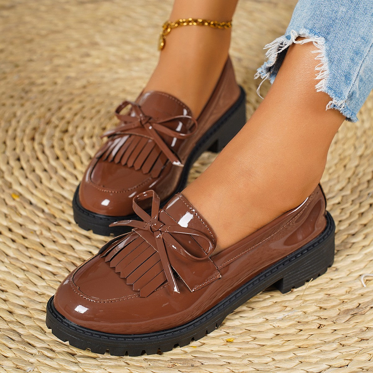 Chunky Patent Loafers With Tassel, Bow or Buckle