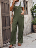 Ribbed Knit Suspender Overall Jumpsuit - Green