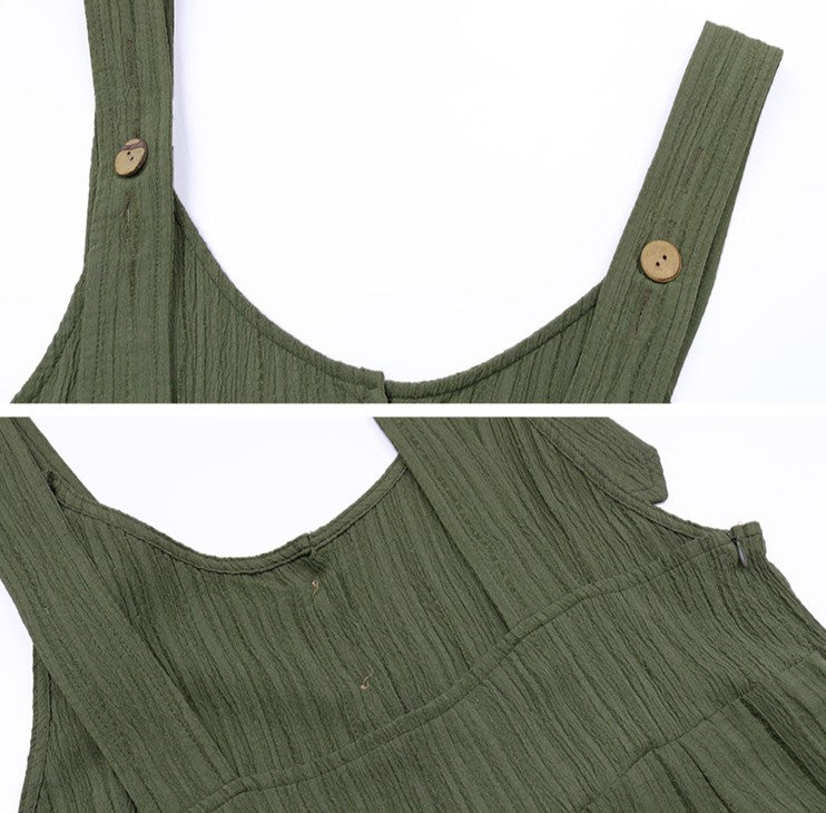 Ribbed Knit Suspender Overall Jumpsuit - Green - 4
