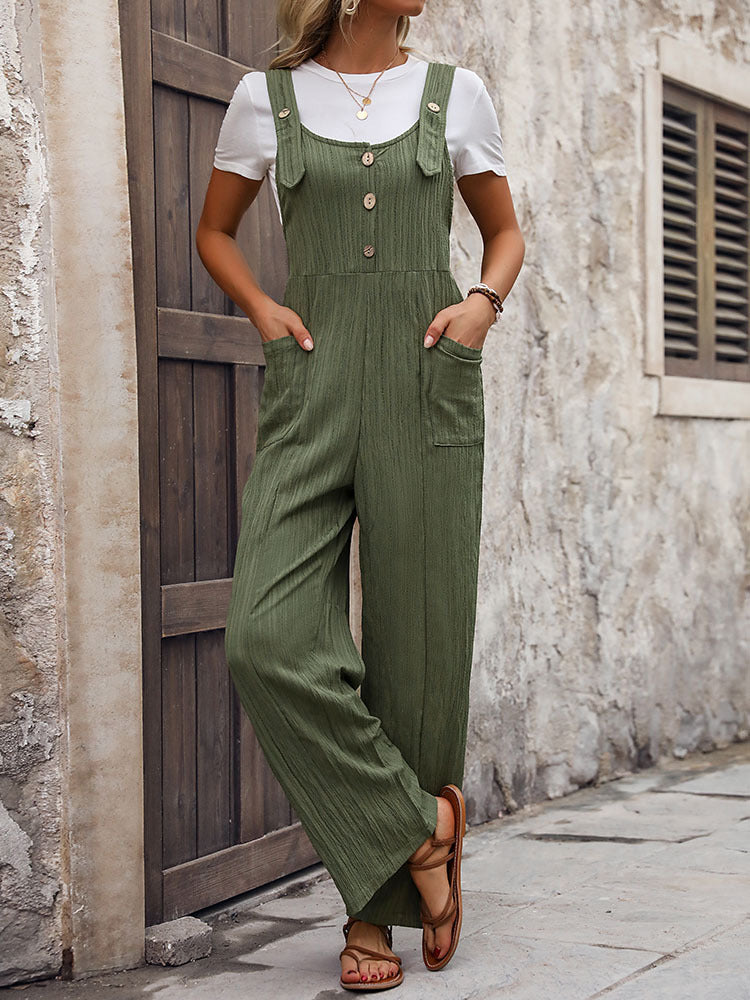 Ribbed Knit Suspender Overall Jumpsuit