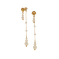 Shell Stud Pearl Drop Tassel Earrings - Gold