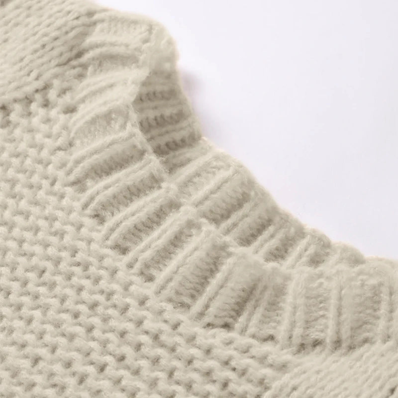 Slouchy Twisted Cable Crewneck Jumper - White - 2