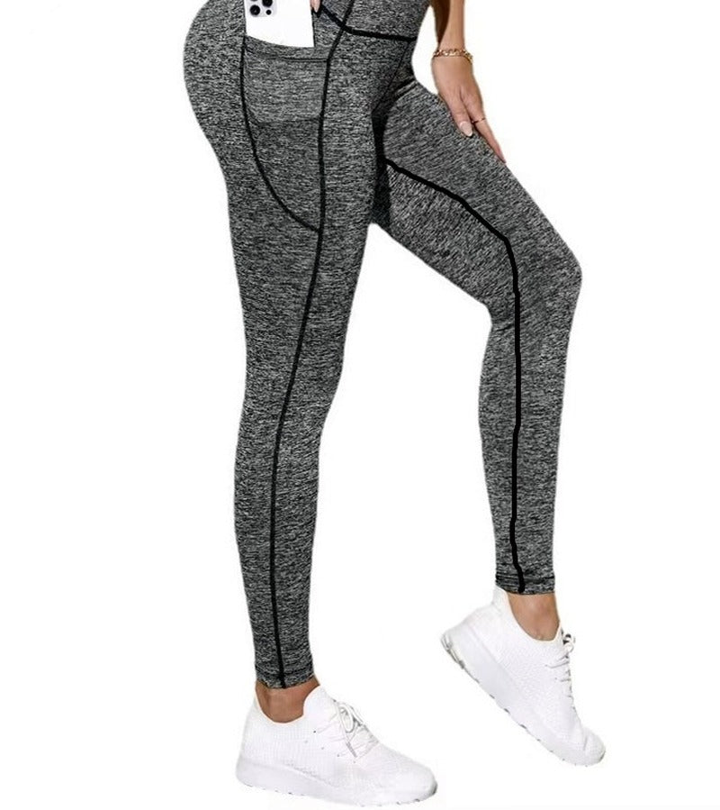 High Waist Ankle Yoga Leggings With Side Pockets - Heather Gray