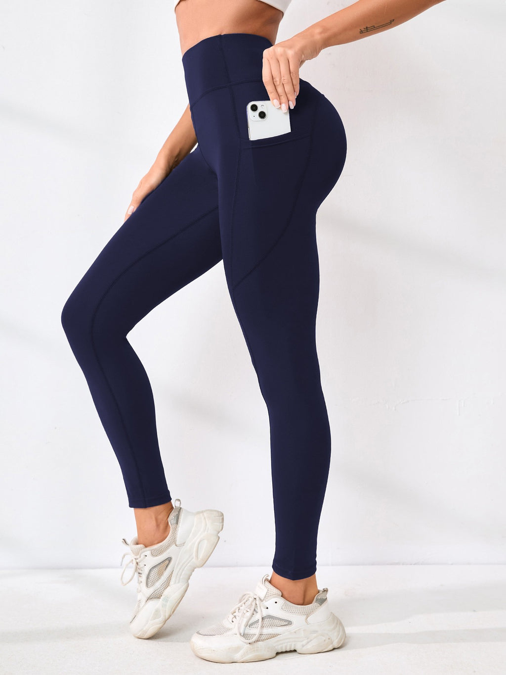 High Waist Ankle Yoga Leggings With Side Pockets