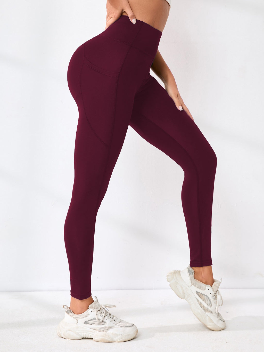 High Waist Ankle Yoga Leggings With Side Pockets