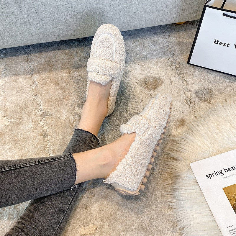Cozy Sherpa Penny Loafers with Nubbed Sole
