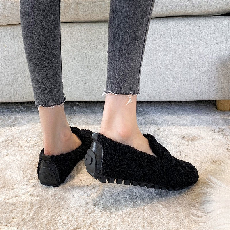 Cozy Sherpa Penny Loafers with Nubbed Sole