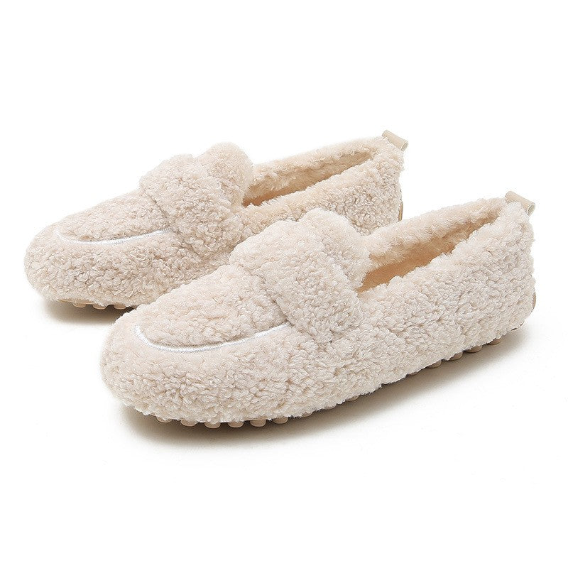 Cozy Sherpa Penny Loafers with Nubbed Sole