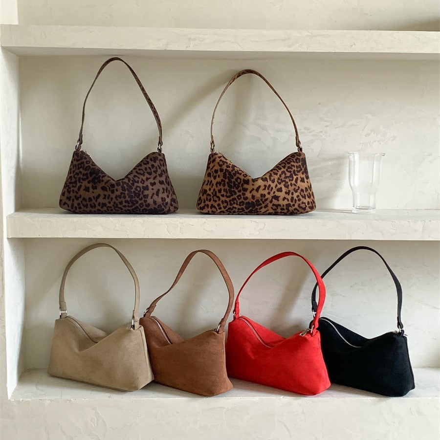 Faux Suede Slouchy Shoulder Bag