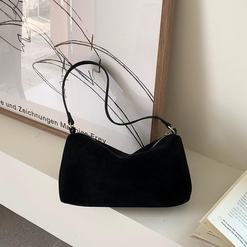Faux Suede Slouchy Shoulder Bag