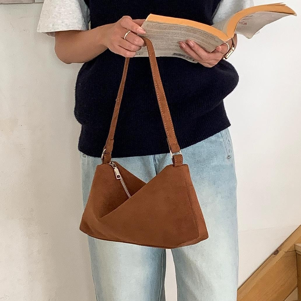 Faux Suede Slouchy Shoulder Bag