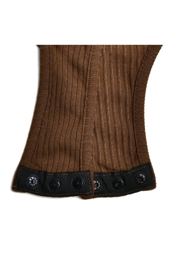 Seamless Ribbed Scoop Neck Bodysuit - Coffee - 5