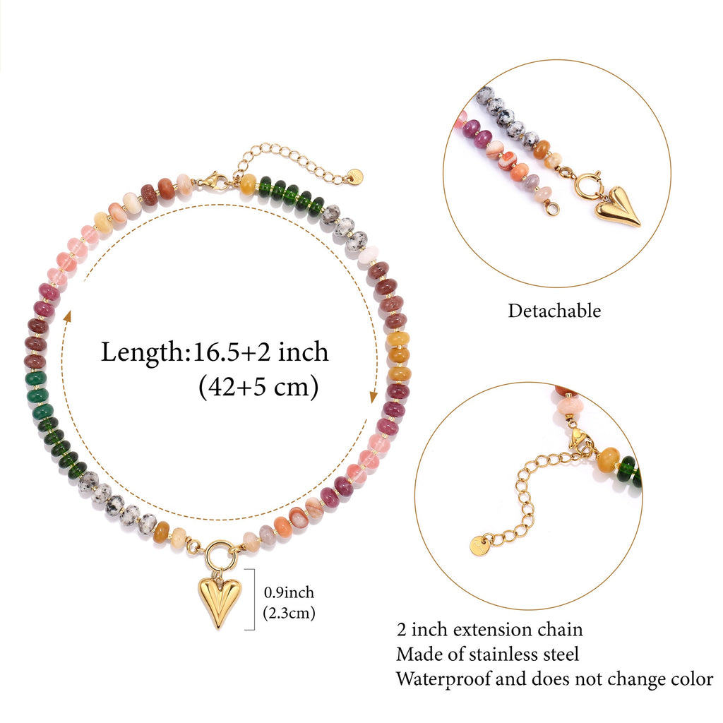 Boho Rondelle Bead Detachable Charm Pendant Necklace - Color_02