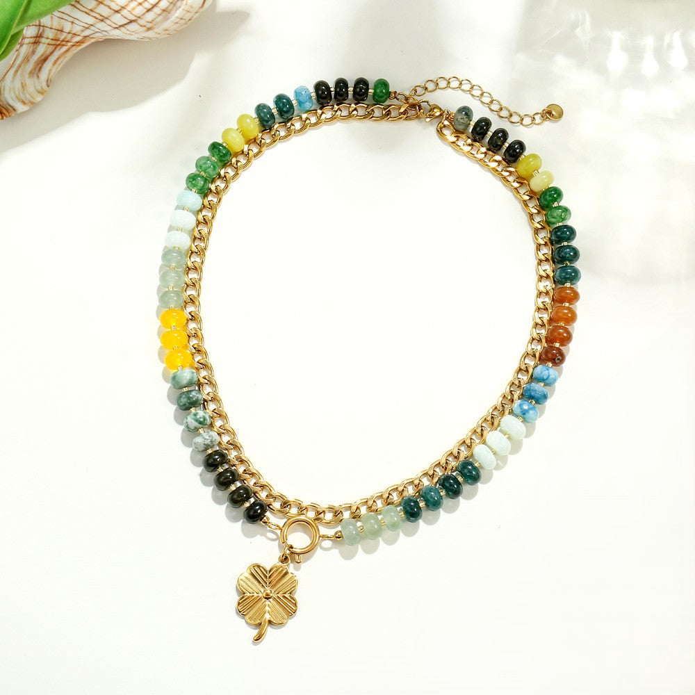 Boho Rondelle Bead Detachable Charm Pendant Necklace - Color_06