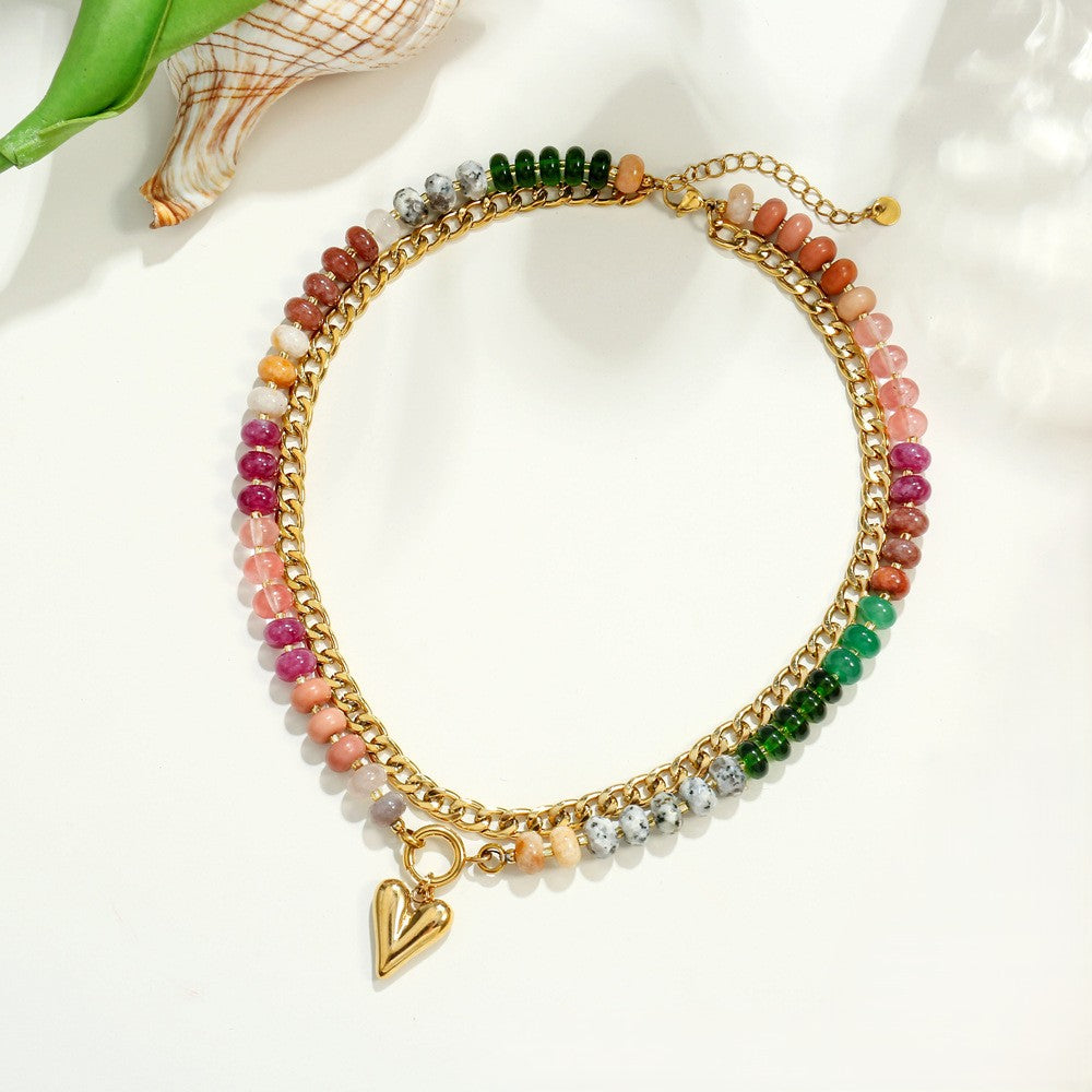 Boho Rondelle Bead Detachable Charm Pendant Necklace - Color_07