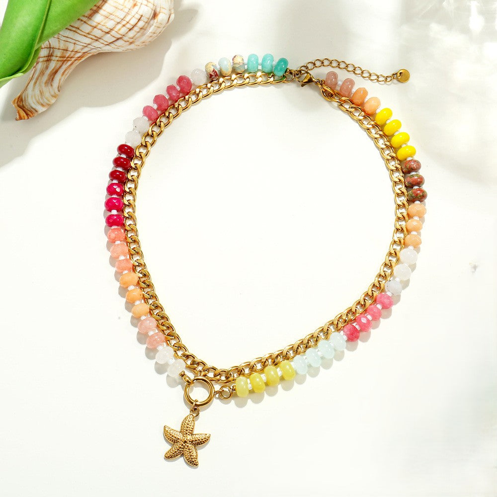 Boho Rondelle Bead Detachable Charm Pendant Necklace - Color_09