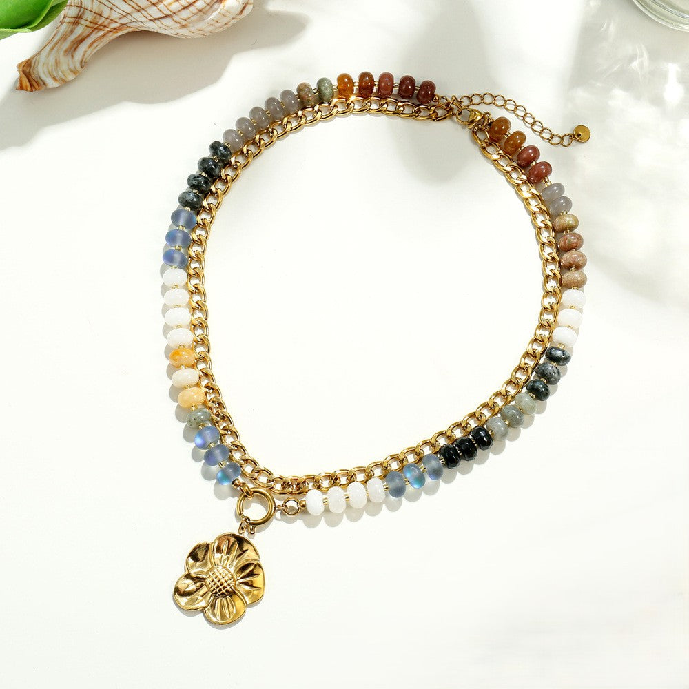 Boho Rondelle Bead Detachable Charm Pendant Necklace - Color_10