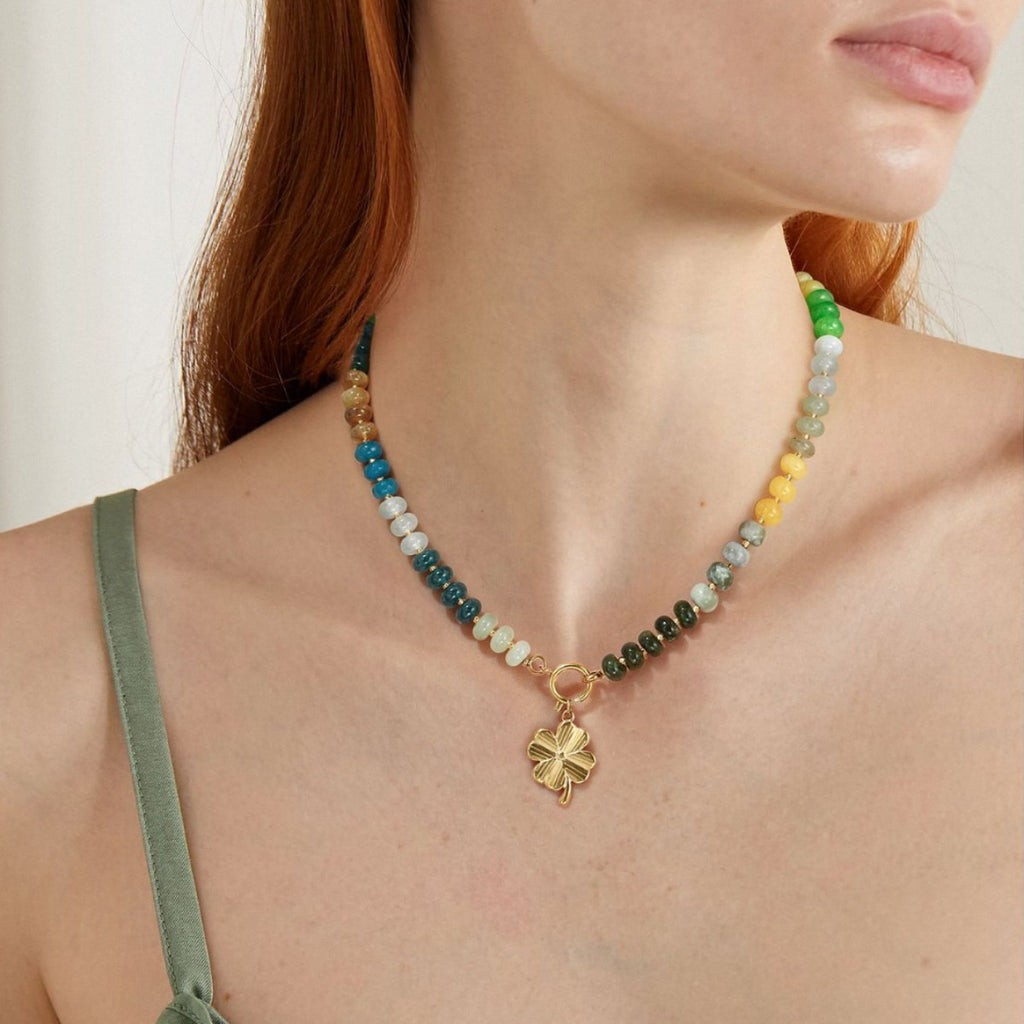 Boho Rondelle Bead Detachable Charm Pendant Necklace