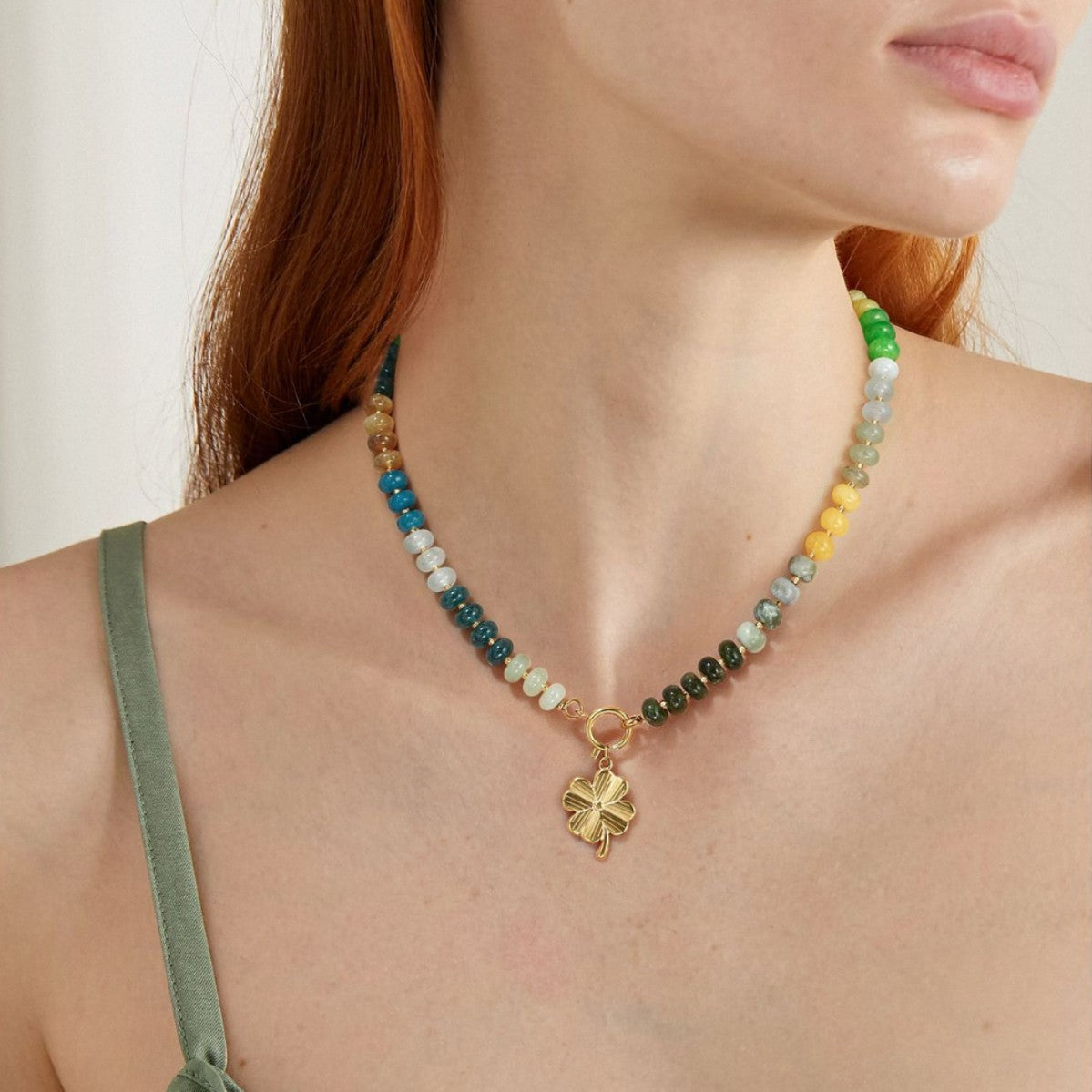 Boho Rondelle Bead Detachable Charm Pendant Necklace