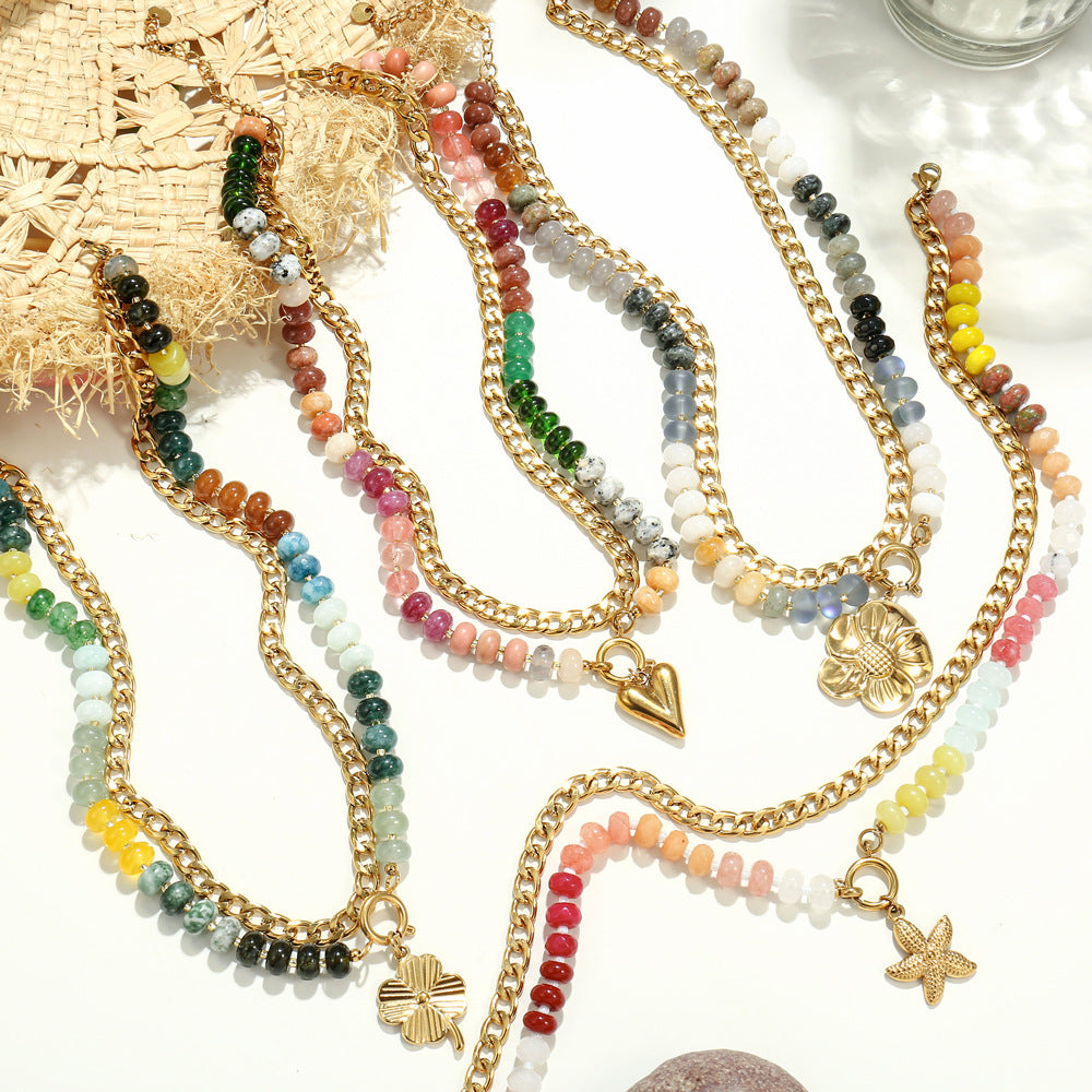 Boho Rondelle Bead Detachable Charm Pendant Necklace - view 1