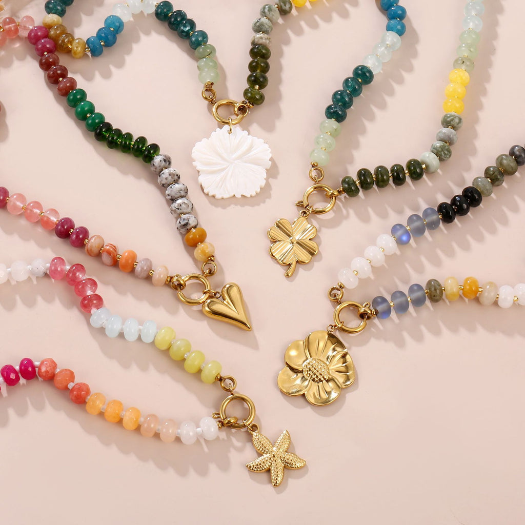 Boho Rondelle Bead Detachable Charm Pendant Necklace - view 2