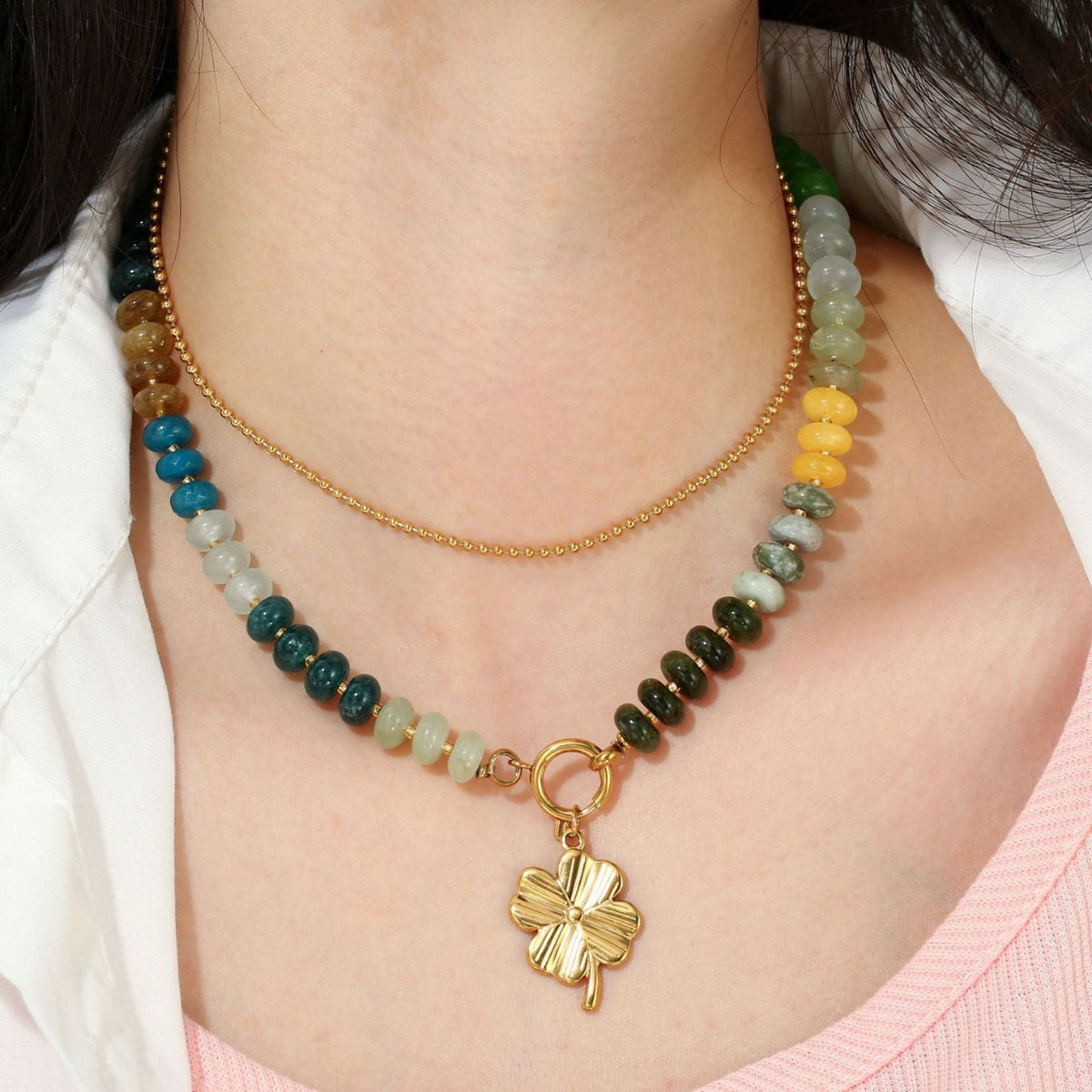 Boho Rondelle Bead Detachable Charm Pendant Necklace - view 4