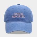 Embroidered Slogan Washed Baseball Cap - GOD_Blue
