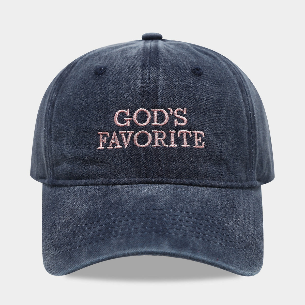 Embroidered Slogan Washed Baseball Cap - GOD_Navy