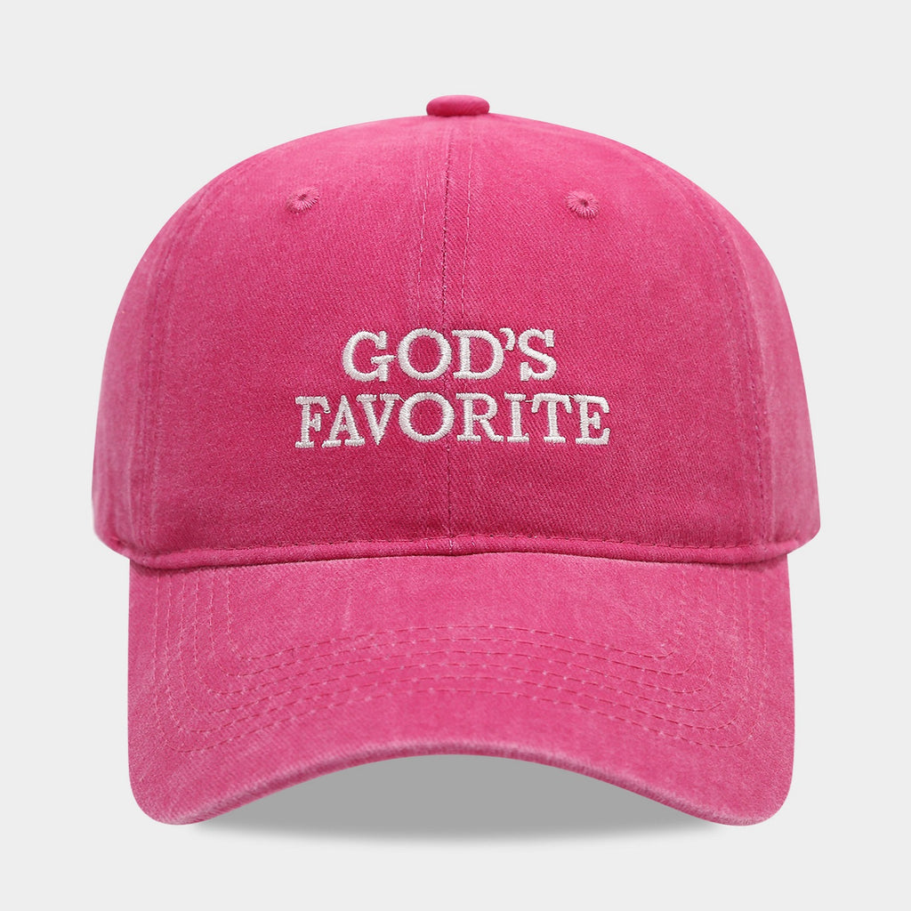 Embroidered Slogan Washed Baseball Cap - GOD_Rose