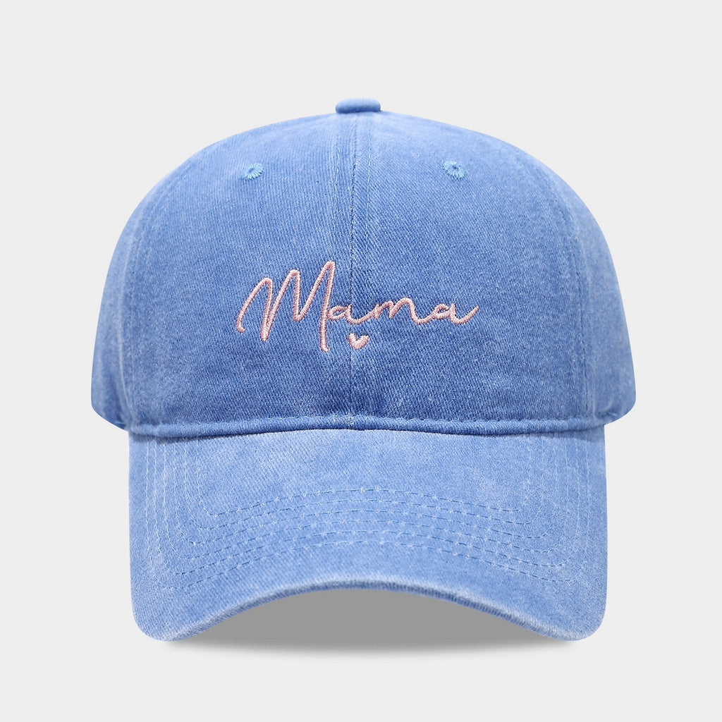 Embroidered Slogan Washed Baseball Cap - Mama_Blue