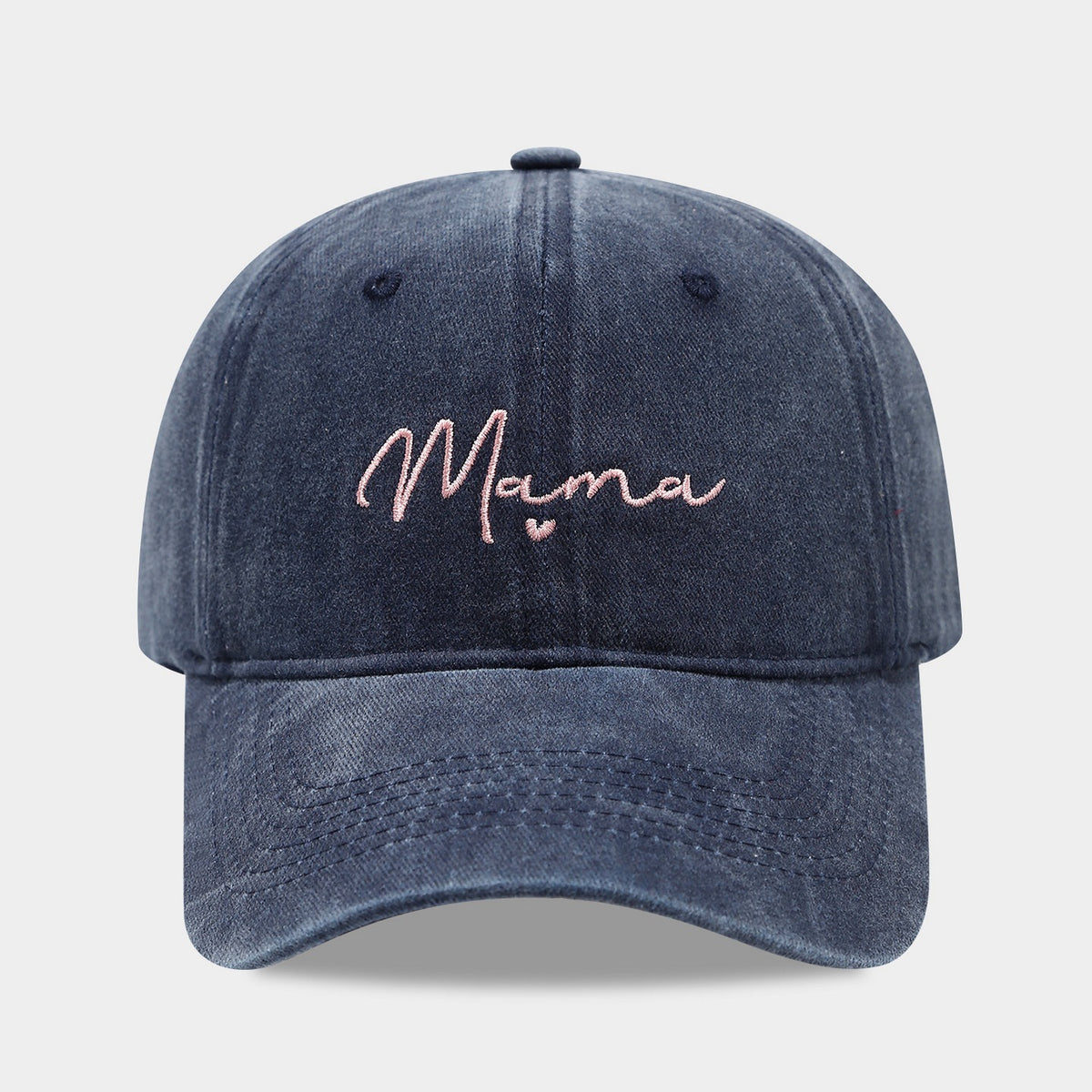 Embroidered Slogan Washed Baseball Cap - Mama_Navy