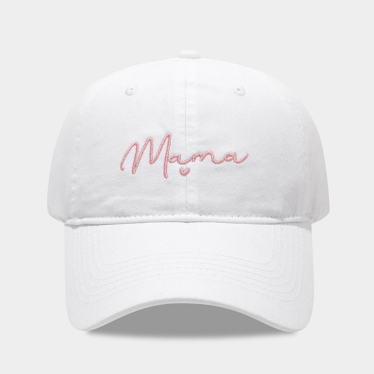 Embroidered Slogan Washed Baseball Cap - Mama_White