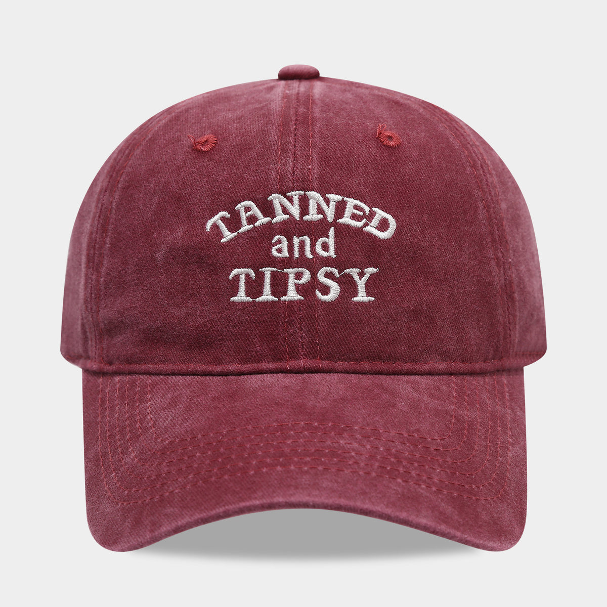 Embroidered Slogan Washed Baseball Cap - TAV_Red