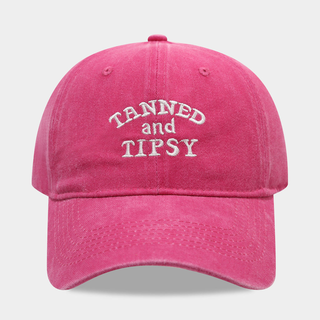 Embroidered Slogan Washed Baseball Cap - TAV_Rose