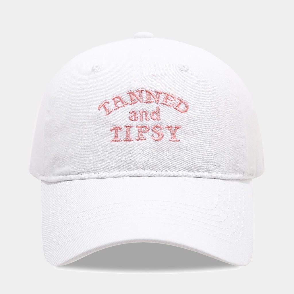 Embroidered Slogan Washed Baseball Cap - TAV_White