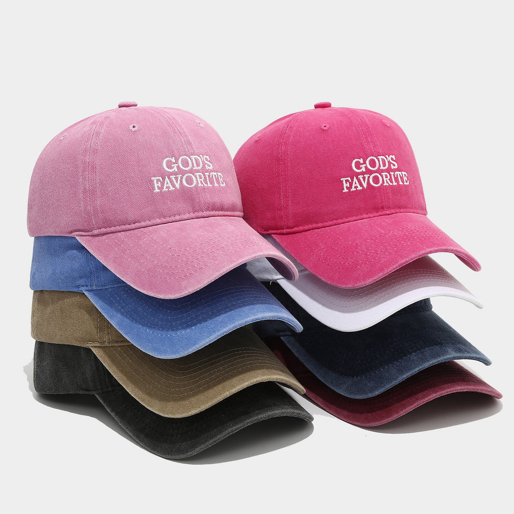 Embroidered Slogan Washed Baseball Cap