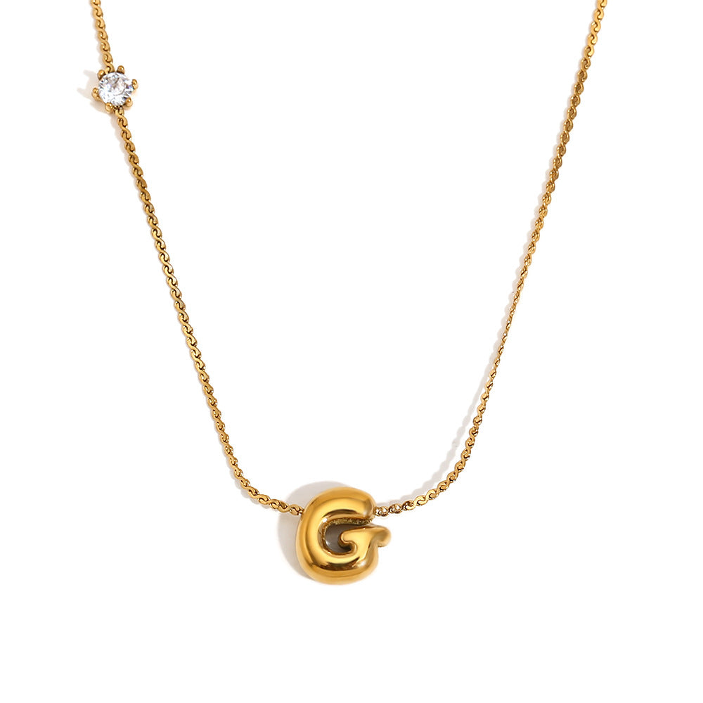 Bubble Letter Initial Pendant Necklace - G