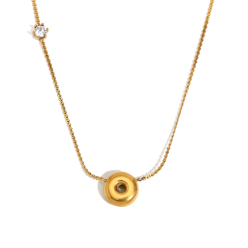 Bubble Letter Initial Pendant Necklace - O