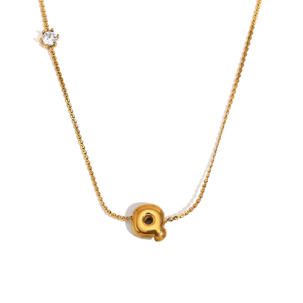 Bubble Letter Initial Pendant Necklace - Q
