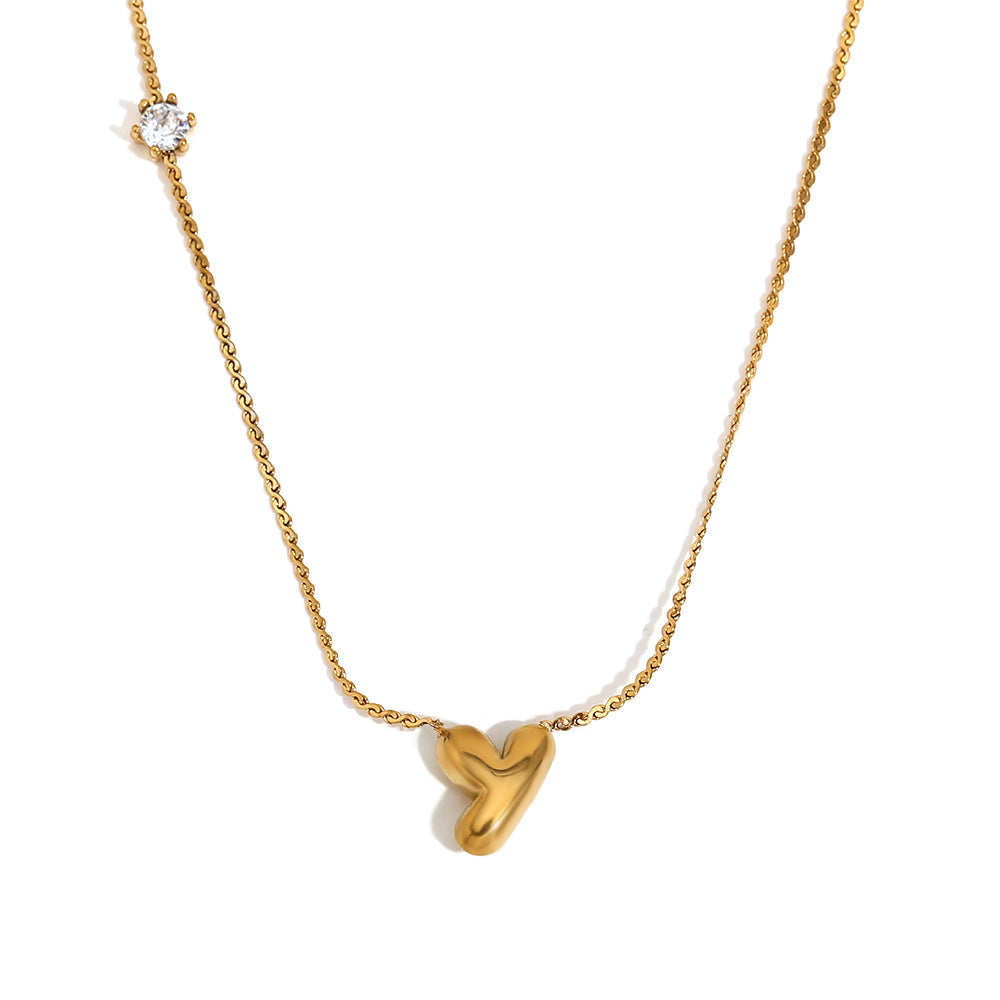 Bubble Letter Initial Pendant Necklace - Y