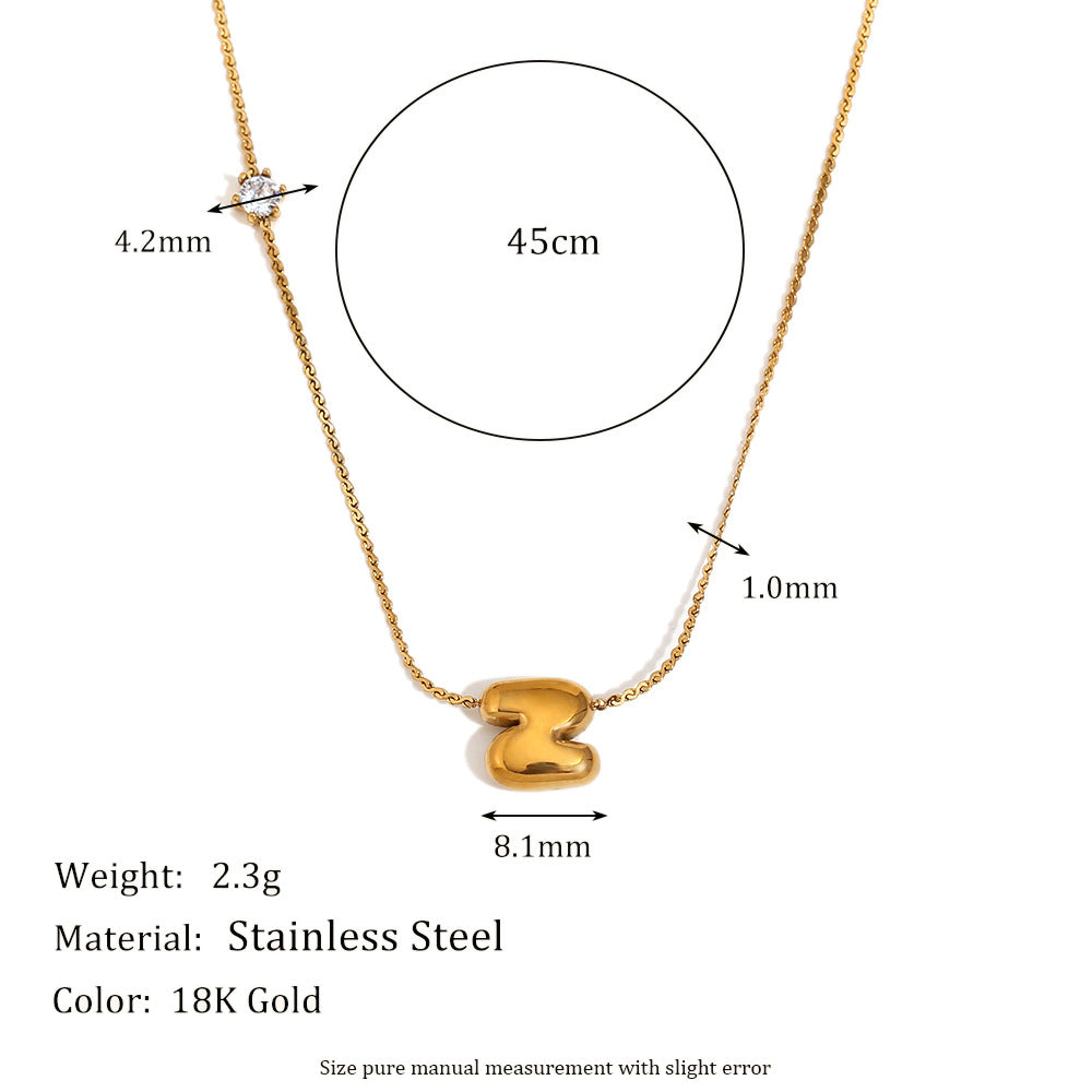 Bubble Letter Initial Pendant Necklace - Z
