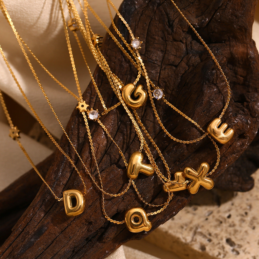 Bubble Letter Initial Pendant Necklace - view 1